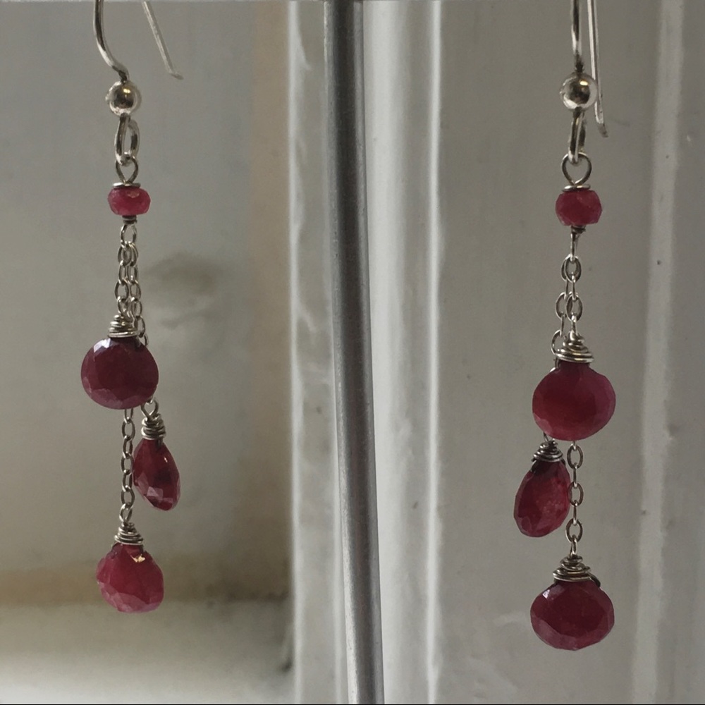 Natural Ruby Dangle Earrings - Picture 8 of 8